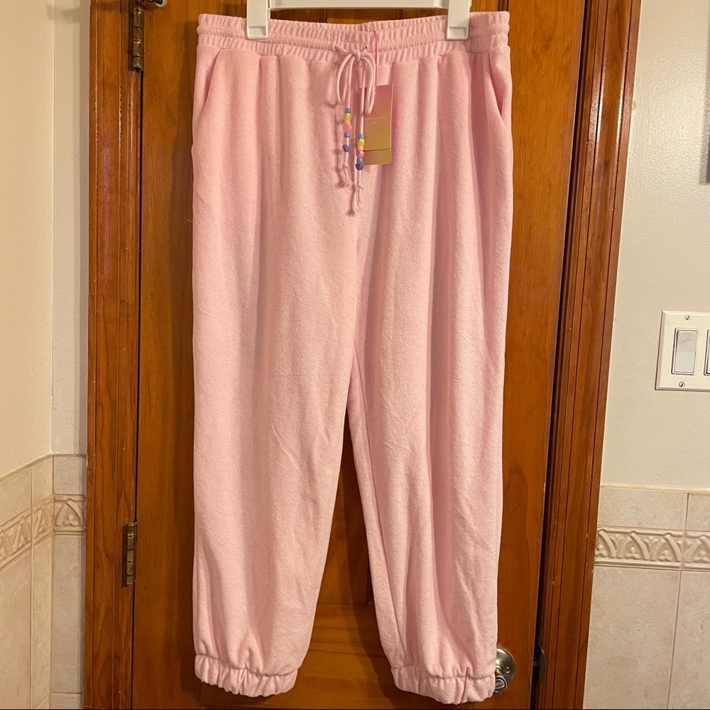 NWT STONEY CLOVER LANE x TARGET PINK JOGGER SWEATPANTS SIZE Cropped LARGE L